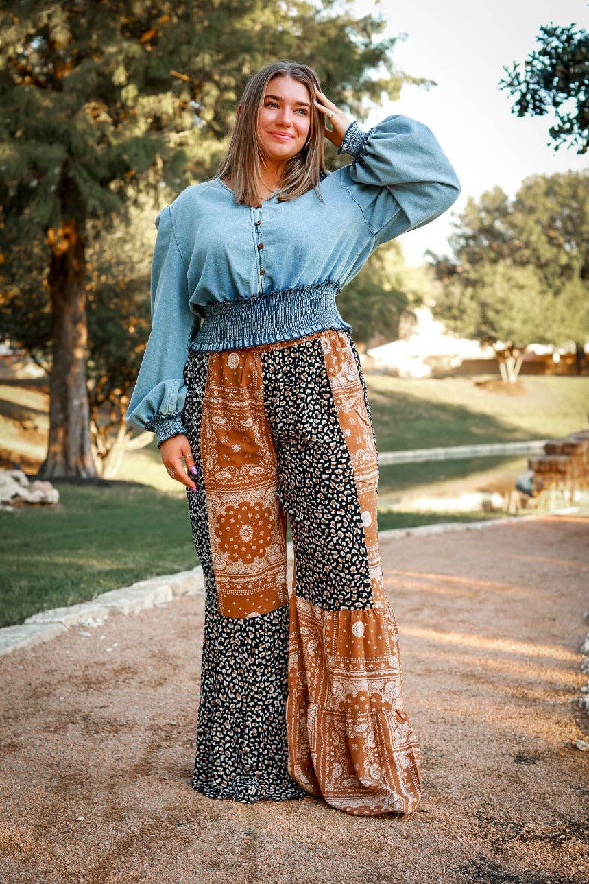CRISTINA TIERED PANTS, LEOPARD & BROWN