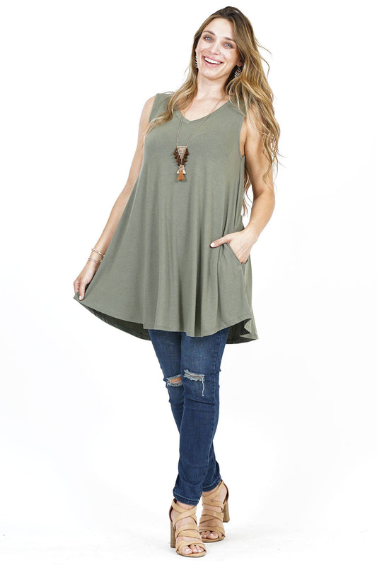 V NECK TUNIC TANK