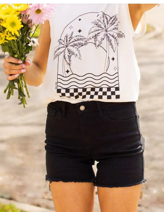 Lola Black Distressed Denim Shorts