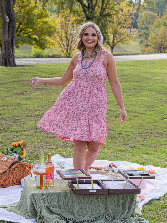 GLAMOROUS PINK LEOPARD MIDI SUNDRESS
