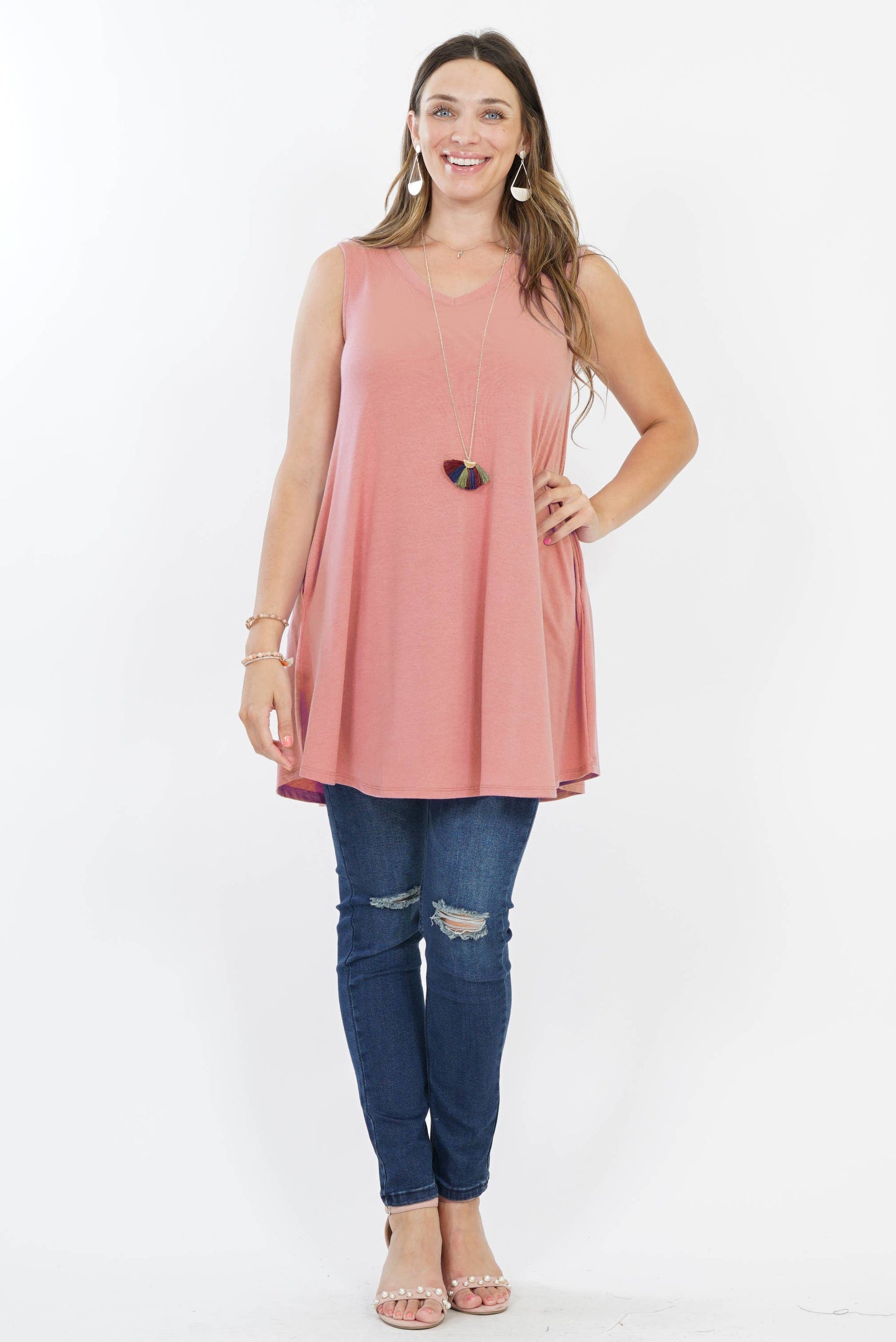V NECK TUNIC TANK