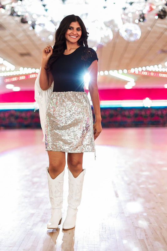 Flaunt It Sequin & Fringe Skirt