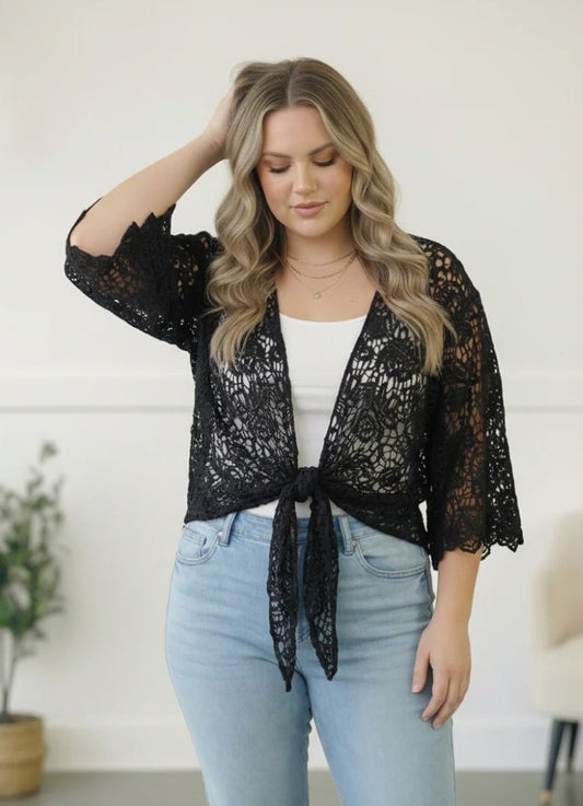 BOHO LIFE TIE FRONT CARDI