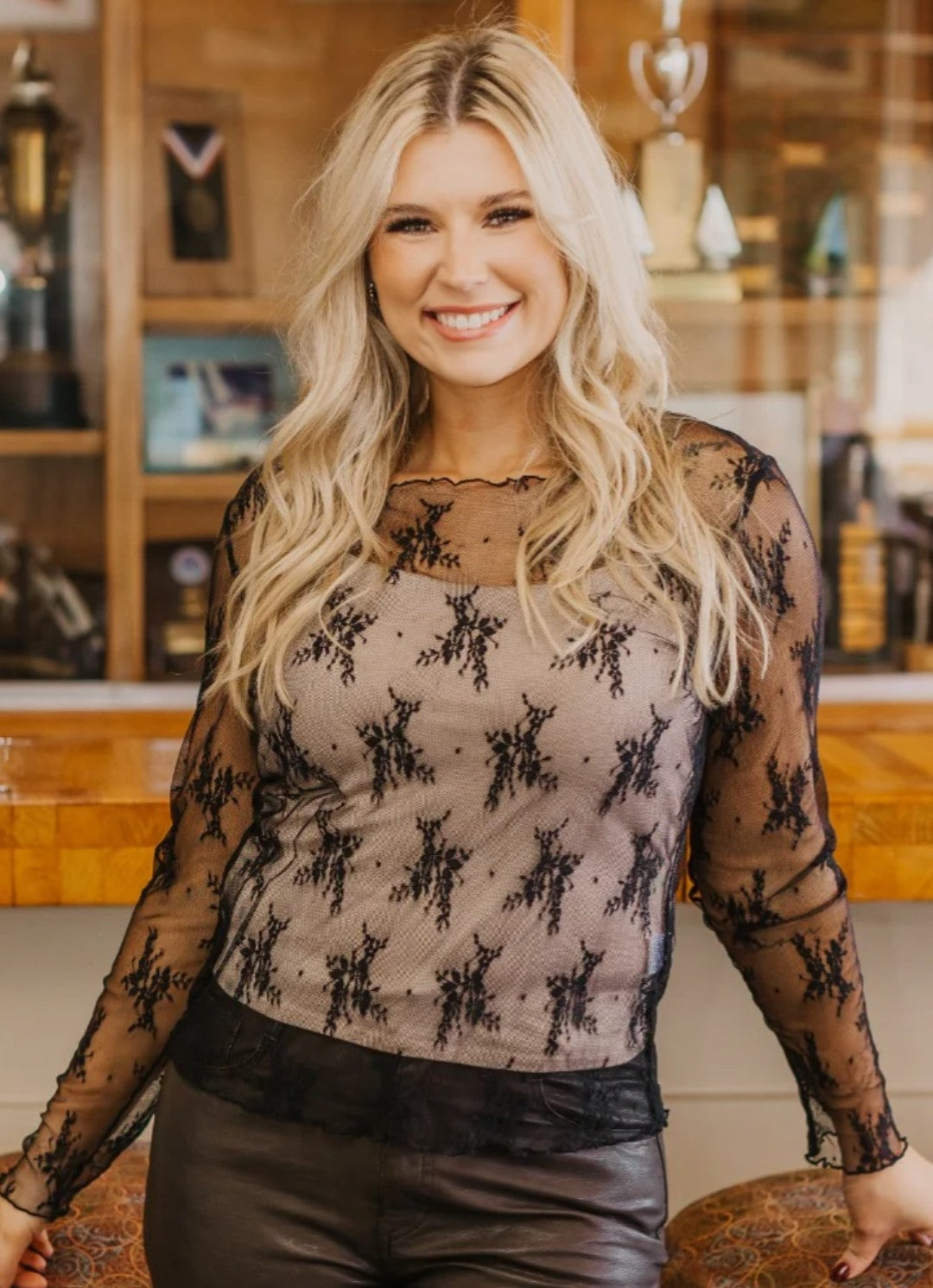 SHEER BRILLANCE LACE TOP